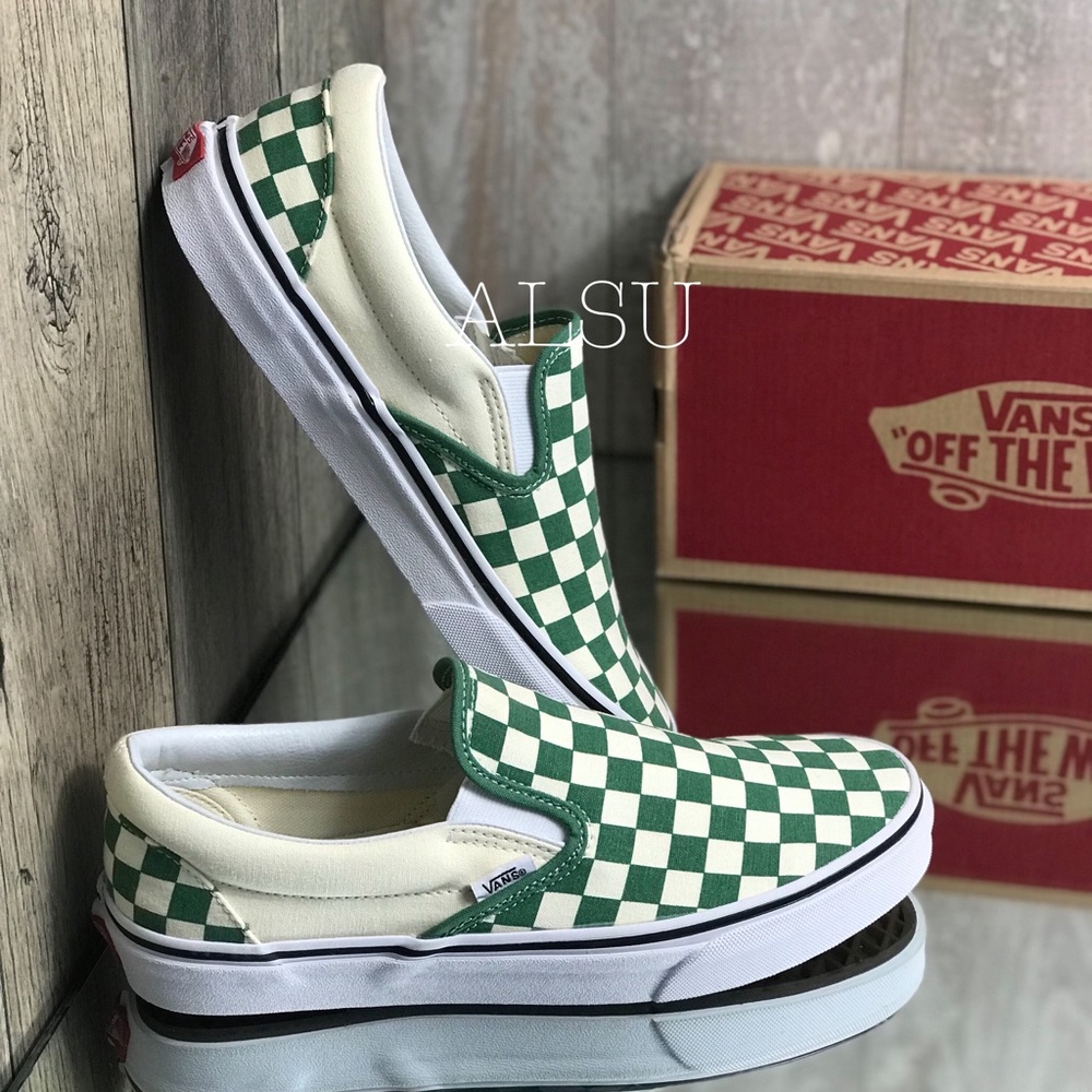 VANS Classic Slip On Checkerboard Grape Green W - Picture 6 of 8